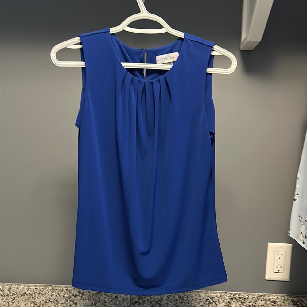 Calvin Klein Blue Blouse with Flowing Silhouette